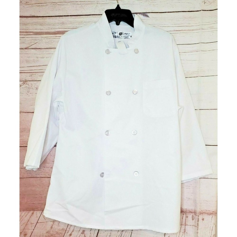 Puritan Cape Cod Size S RG White Chef Design Button Up Chef Coat